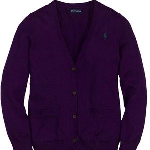 Ralph Lauren Purple Button Cardigan Sweater